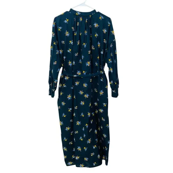 Baum Und Pferdgarten Maxi Dress Size 34 XS Black Floral Long Sleeve Side Pockets - Picture 3 of 9